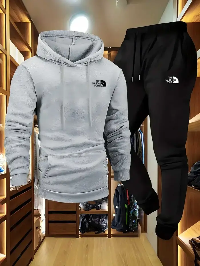 Ensemble décontracté deux pièces pour homme, automne et hiver, sweat-shirt à capuche et pantalon ave