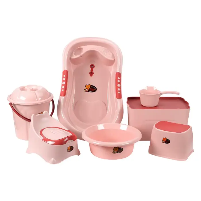 Ensemble de baignoire pour bébé 7 pièces avec tabouret, baignoire pour nouveau-né, antidérapante, en