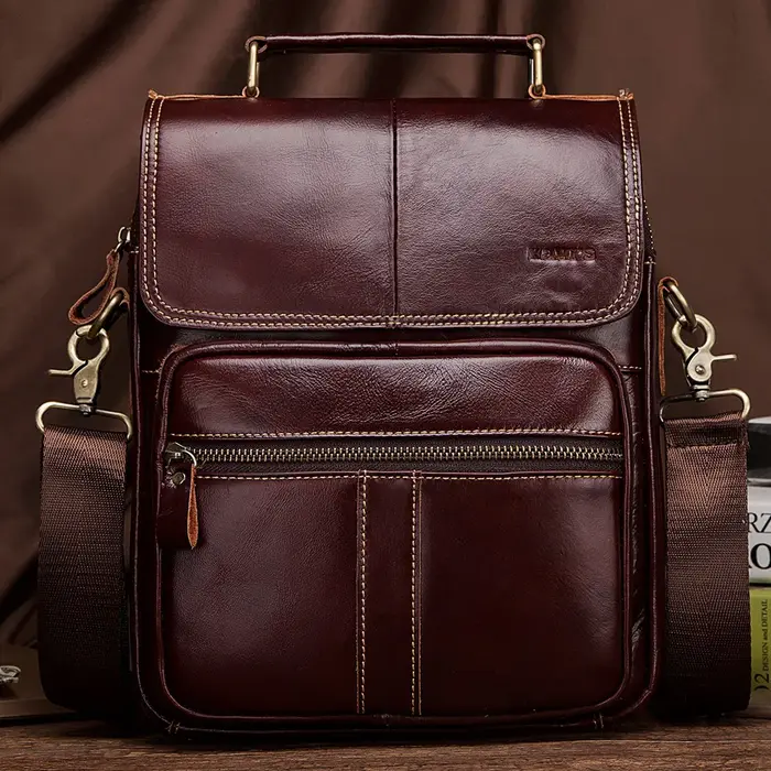 KAVIS nouveau sac à bandoulière en cuir véritable pour hommes sac à bandoulière d'affaires pour homm