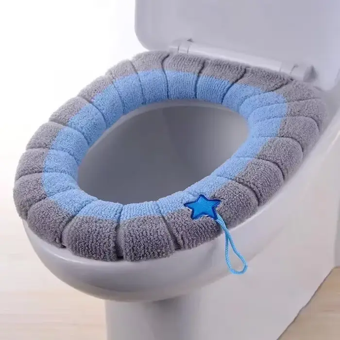 Housse de siège de toilette chaude, confortable, tricotée épaisse en forme de O, universelle, lavabl