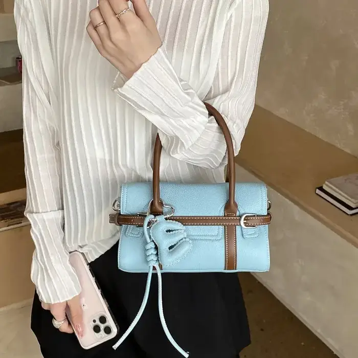 Sac à langer vintage minimaliste pour femme, sac bandoulière élégant, sac fourre-tout de luxe en cui