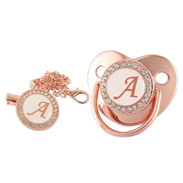 26 lettres bébé attache-sucette or Rose Bling porte-sucette Silicone sucette mamelon factice bébé do