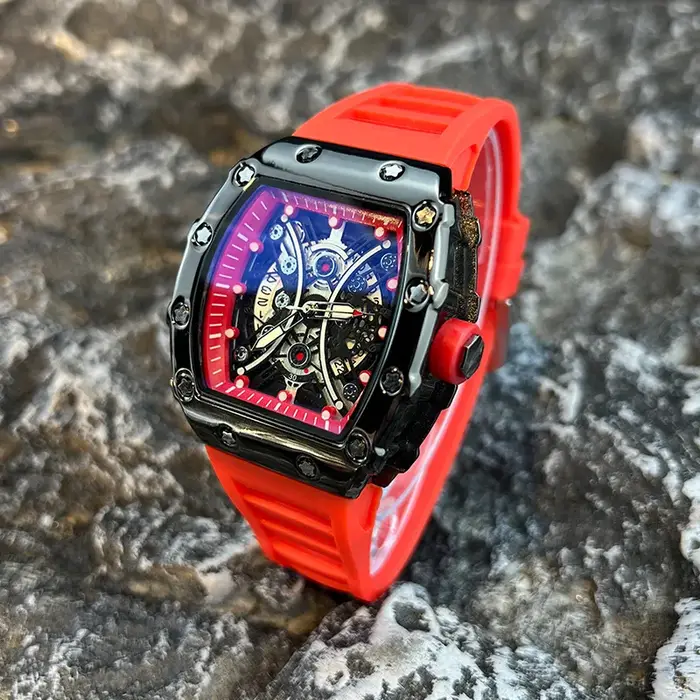 Montre pour hommes lumière marque de luxe cadran baril de vin à la mode nuit lueur montre de sport c