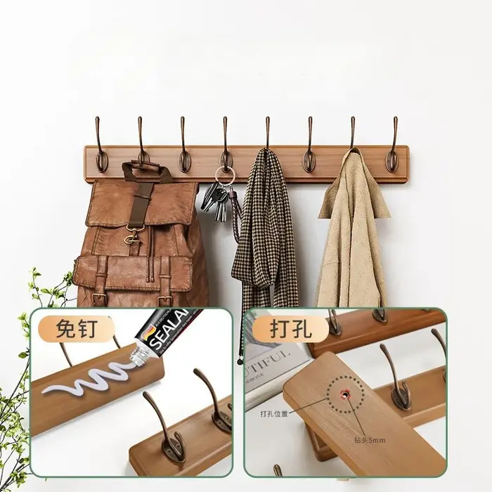 Cintres en noyer noir, crochets en bois pour vêtements, chambre à coucher, vestiaire, meubles de ran