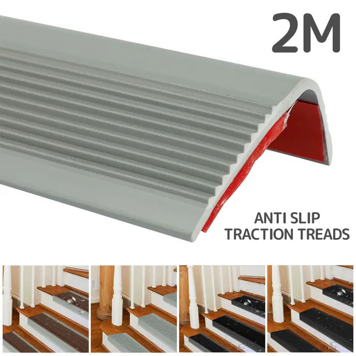 1 rouleau de protection de bord d'escalier en PVC souple, antidérapant, bordure de nez d'escalier en