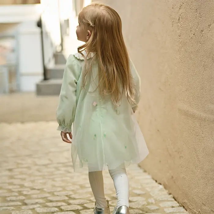 Dave Bella enfants maille robe printemps automne filles charme princesse robe à manches longues élég