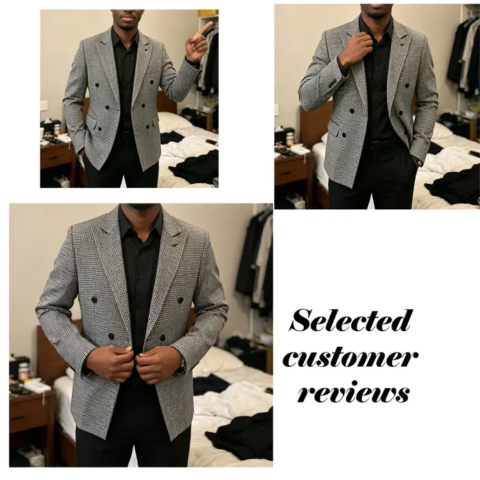 Veste de costume à carreaux Double boutonnage XXS-7XL