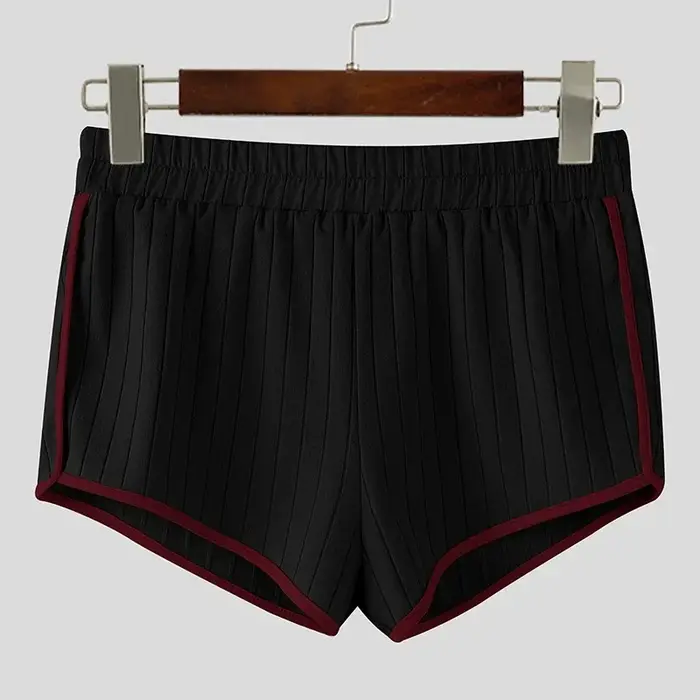 Shorts de sport côtelés pour hommes, taille haute, avec bordure contrastante, pour musculation et gy