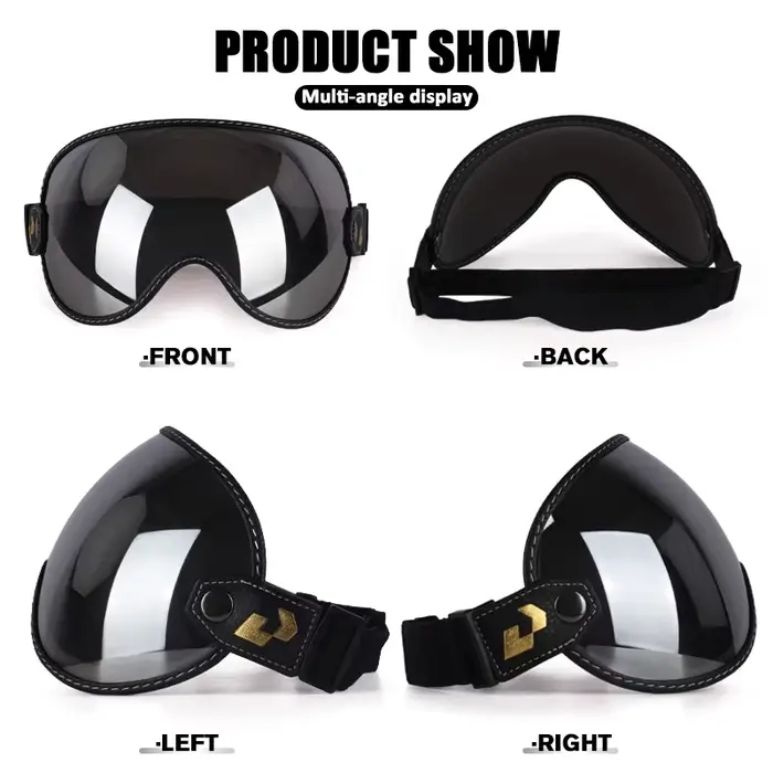 SOMAN – demi-casque de moto, rétro, visage ouvert, Vintage, bouclier à bulles, visière, lentille, lu