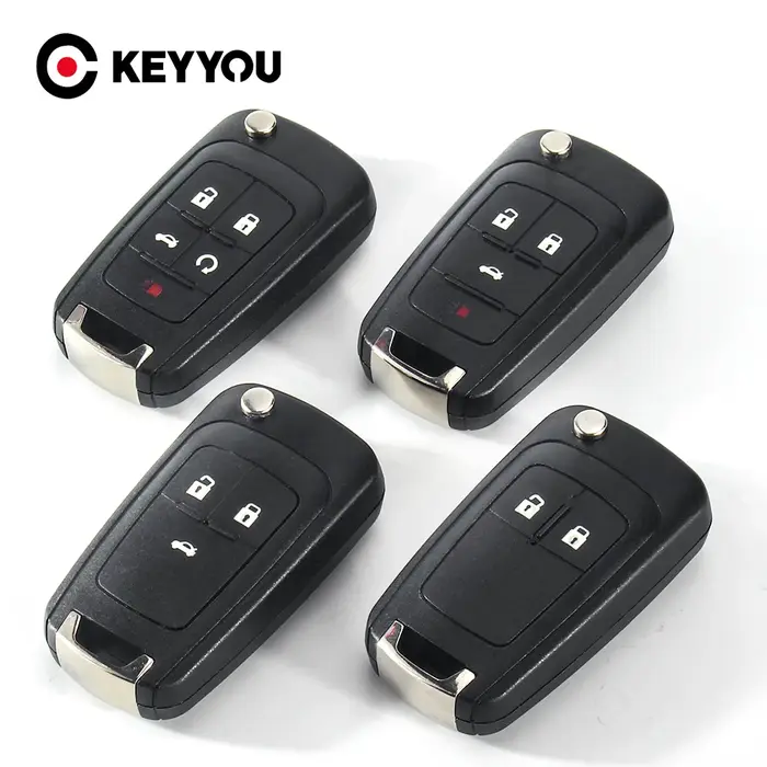 KEYYOU 10 pièces 2/3/4/5 boutons boîtier à distance Fob couverture rabat pliant clé coque vierge pou