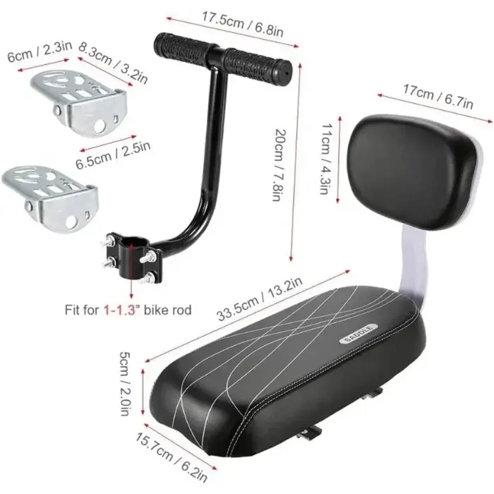 Nouveau Siège Enfant Pour Vélo Avec Coussin Sonnette RePose-Pieds Poignée Ensemble Sécurité Occasions Familiales Vacances En Plein Air Visites Parc Déplacements Quotidiens Mode Vie Actif En Plein Air