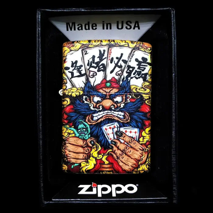 Briquet zippo mat cartoon devenir riche dieu de la richesse collection coupe-vent dans la boîte