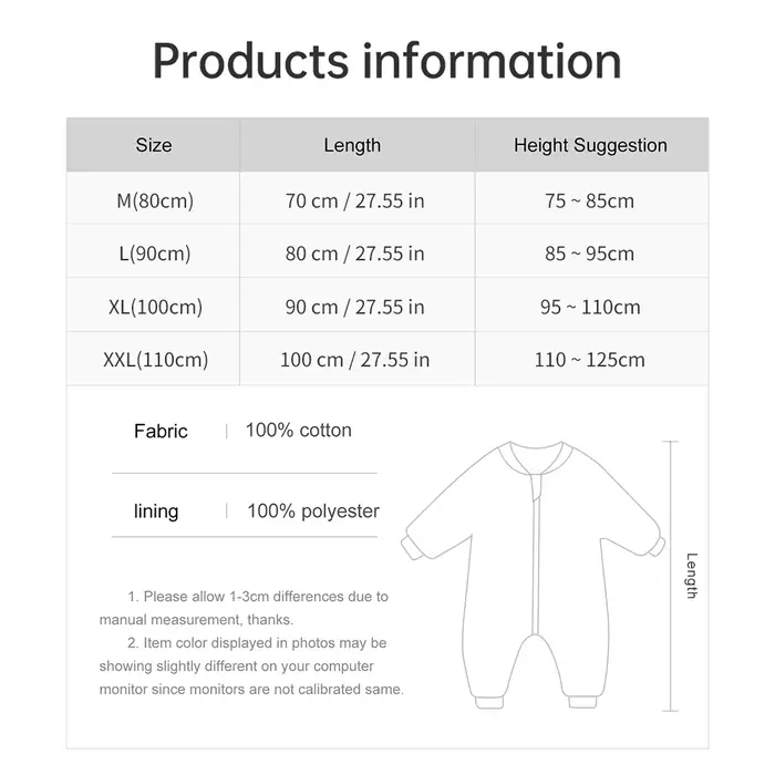 Sac de couchage bébé imprimé fleurs 2.5 tog pyjama épais chaud enfant sécurité confort nuits fraiches occasions spéciales