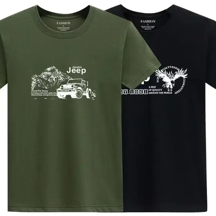 T-shirt Homme Jeep 2026 Nouvelle Collection Haute Qualité Été 100% Coton Épais Imprimé Sport Respira