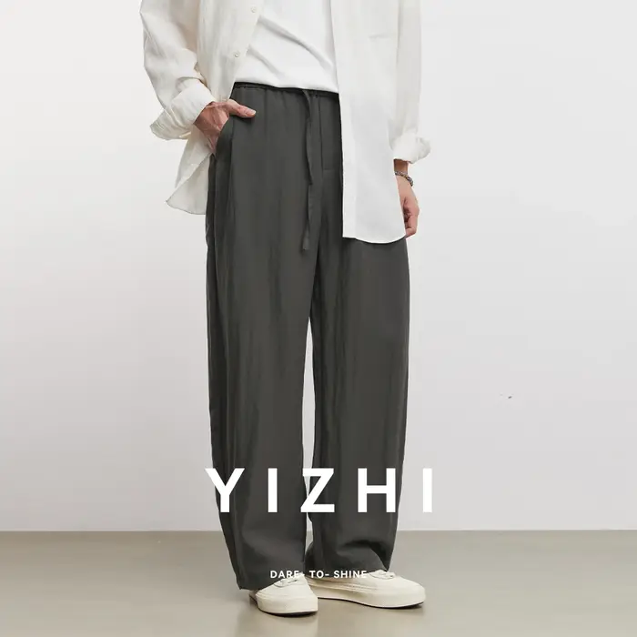Pantalon large en lin et lyocell pour homme, style scimitar, nouvelle collection printemps-automne 2