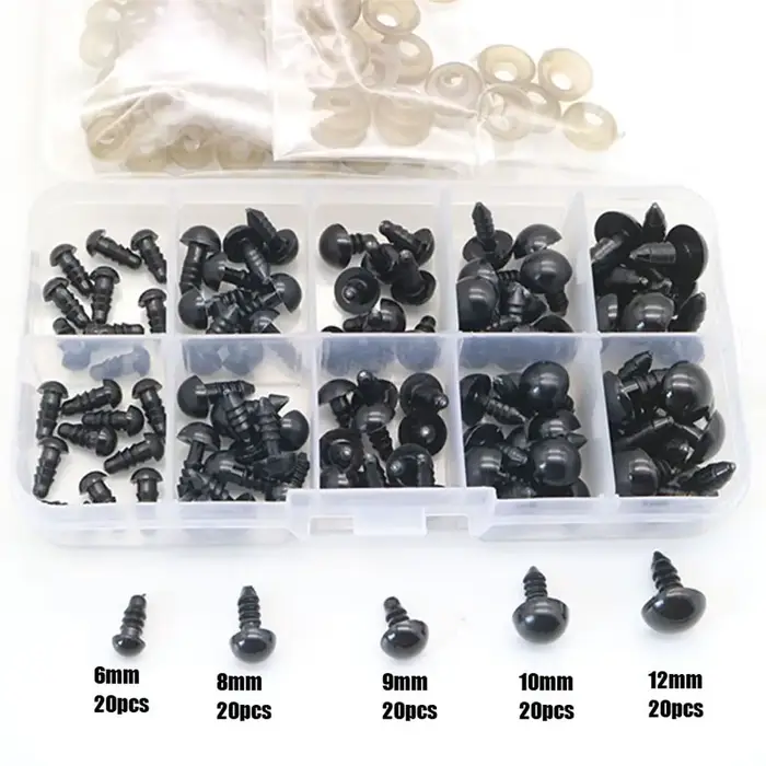 100 pièces 10mm globe oculaire poupée accessoires noir en peluche yeux de sécurité Amigurumi pour jo