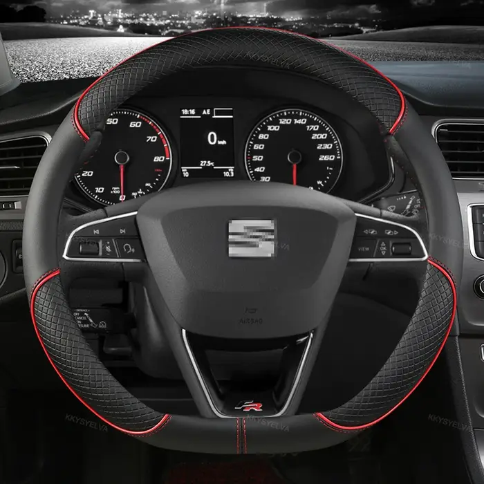 Housse de volant de voiture en cuir microfibre, 38cm, antidérapante, pour Seat Tarraco Arona Ateca I