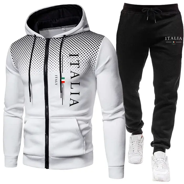 Automne hiver populaire hommes survêtement fermeture éclair à capuche et pantalons de survêtement ur