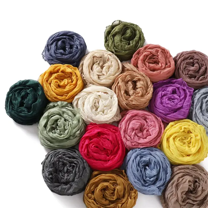 Écharpe froissée en coton pour femmes et filles, foulard léger et doux pour les journées de printemps, accessoire de mode pour étudiantes et occasions spéciales