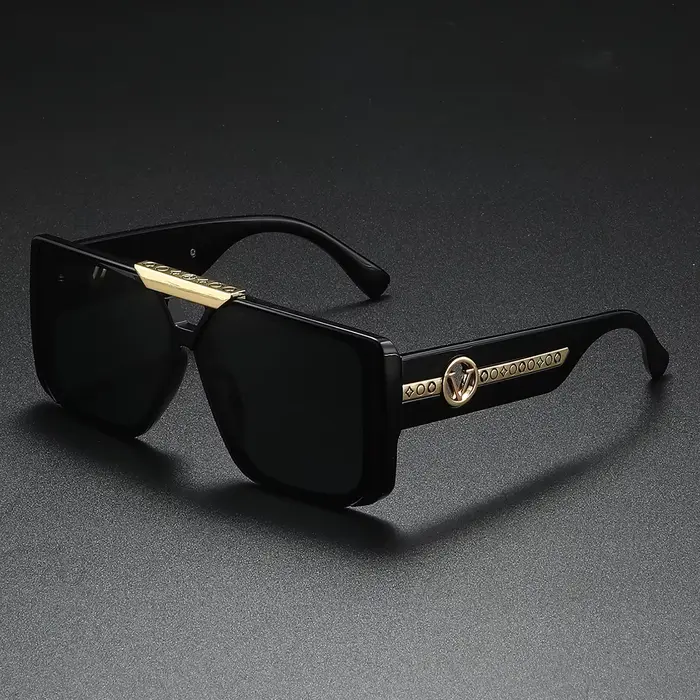Nouveau cadre carré noir rétro classique pour hommes, décoration à motif de temple exquis, à la mode