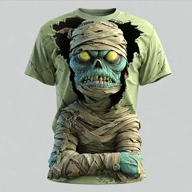 T-shirt à manches courtes pour hommes, imprimé squelette d'halloween en 3D, été, extérieur, décontra