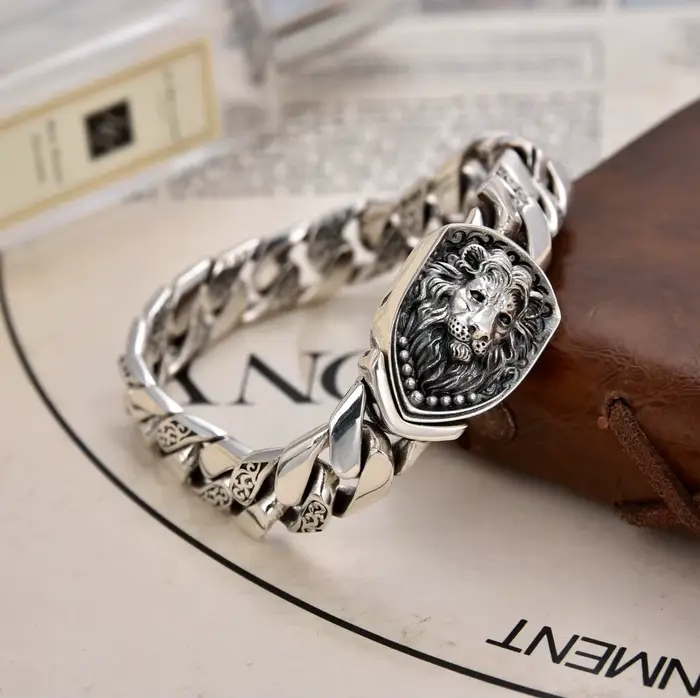 Bracelet en argent sterling S925, prix d'usine, dominateur, réservoir de lion, splendide, tendance, 