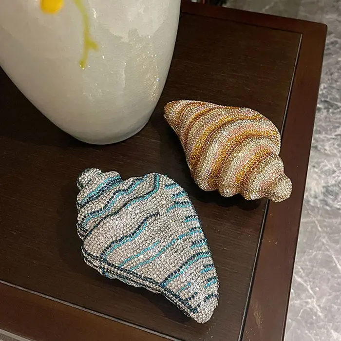 Lady Conch bleu/or cristaux pochette sac à main femme sac de soirée mariage diamant mariée sac à mai