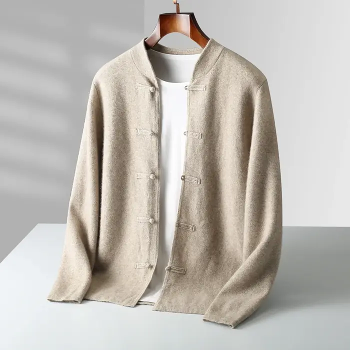 Cardigan rétro Tang pour homme, pull en cachemire, veste rembourrée tricotée, costume décontracté, 1