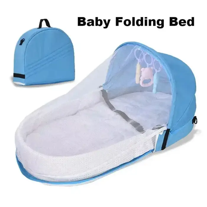Lit de bébé biomimétique pliant avec filet et auvent isolation pour bébé anti-pression occasions spéciales et voyages