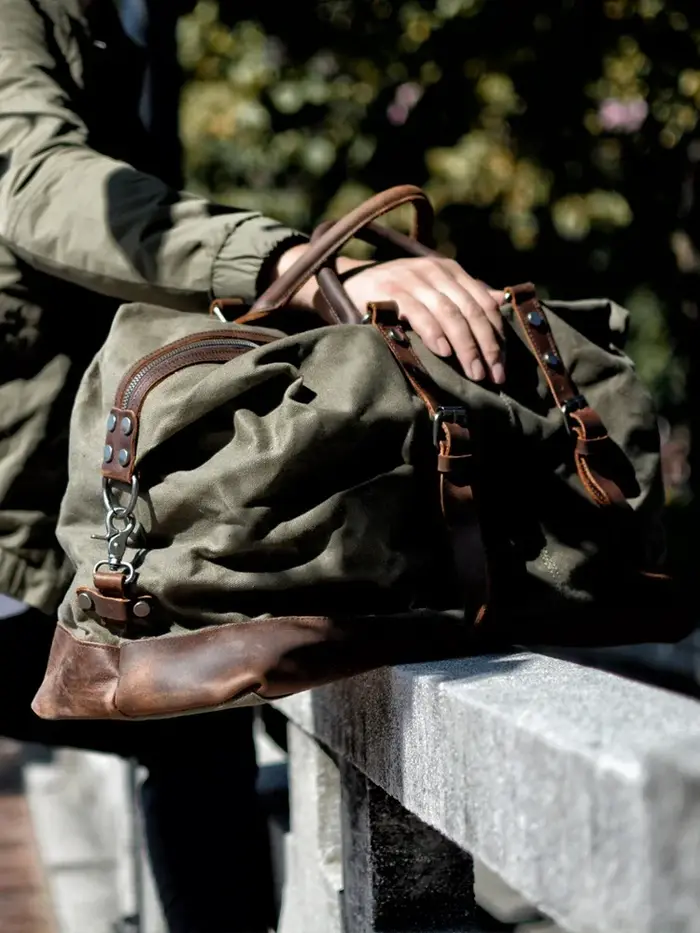MUCHUAN hommes sacs de voyage M sacs à bagages à main toile cuir voyage sacs polochon sacs à bandoul