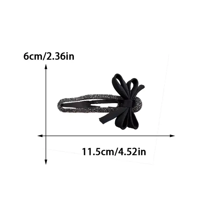 Pince à bec de canard en strass, classique, nœud noir, épingle à cheveux pratique, polyvalente, mode