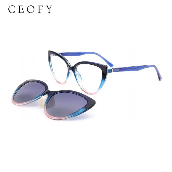 Ceofy acétate hommes femmes mode myopie lunettes cadre rétro polarisé soleil pince aimant optique lu