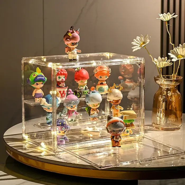 Présentoir en acrylique, boîte aveugle de haute clarté, organisateur pour objets de collection d'ani