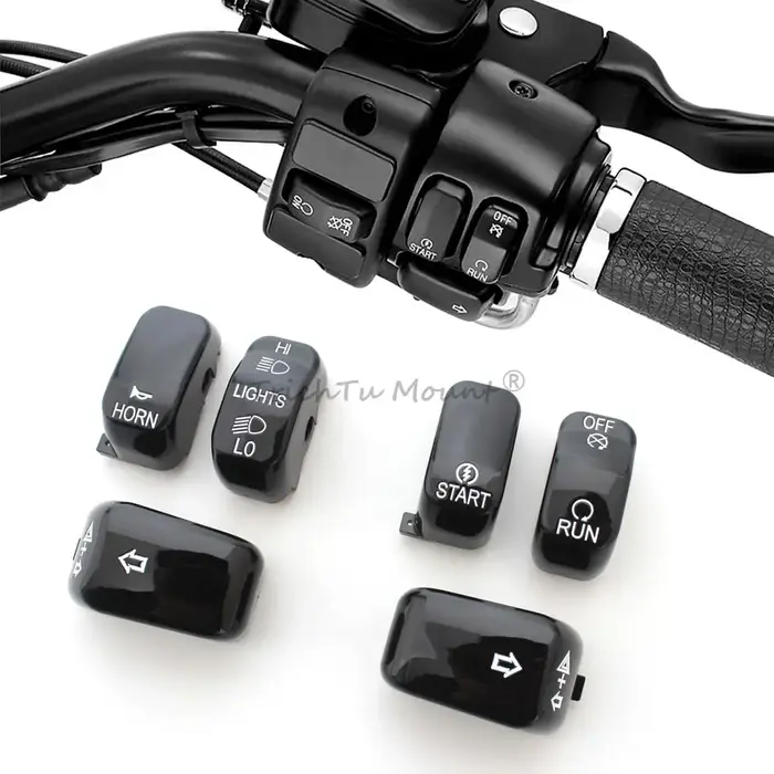 Kit de couvercles de boutons noirs pour interrupteur de commande manuelle de moto, pour Harley Touri
