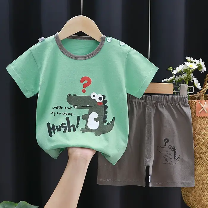 Vêtements imprimés de dessins animés, vêtements de maison en pur coton, costumes 2 pièces pour tout-