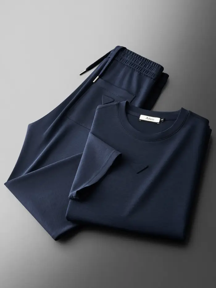 Ensemble deux pièces en coton modal doux pour homme, manches courtes, col rond, style sport décontra