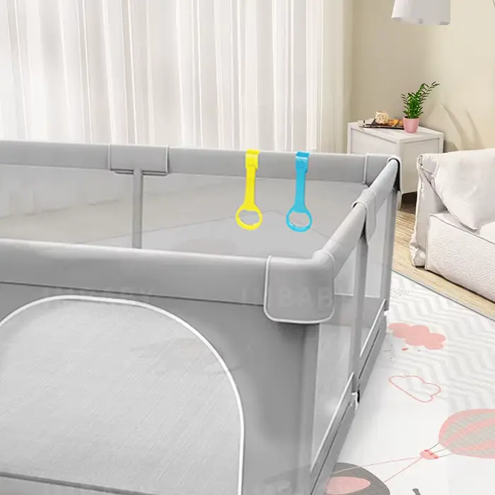 IMBABY Aire de jeux pour bébé 120x160 cm Parc pour bébé Boîte de clôture pour enfants grise avec par