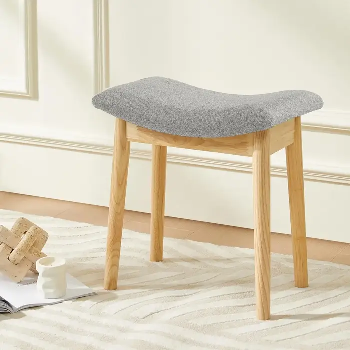 Tabouret de vanité, coussin de selle, tabouret ottoman avec pieds en bois massif, banc de piano mode