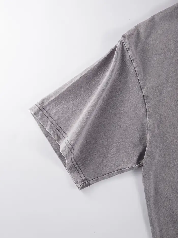 T-Shirts délavés à motif de plante pour hommes, en coton respirant, décontracté, doux, confortable, 