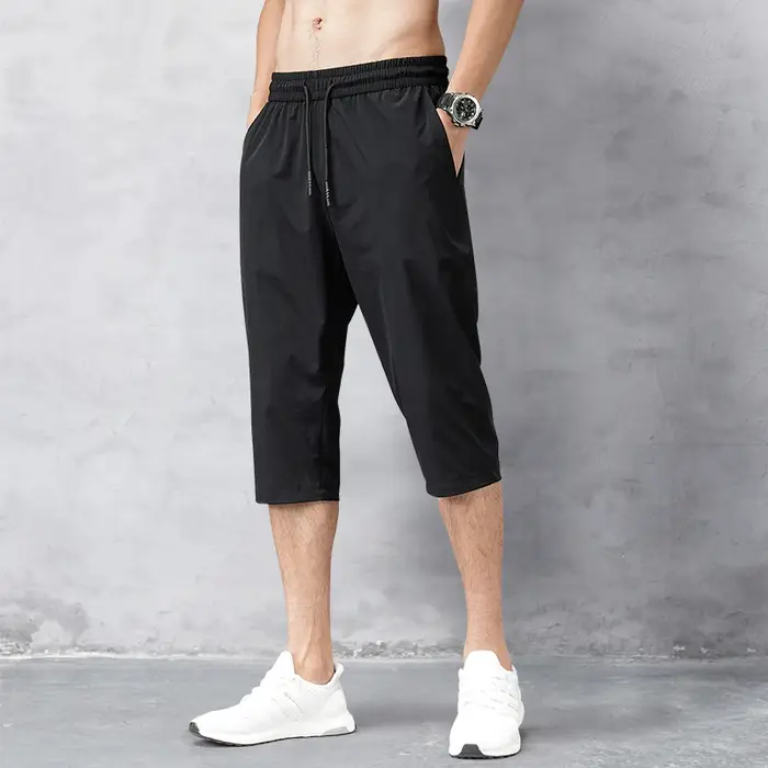 Pantalon court d'été pour hommes, pantalon extensible respirant au toucher glacé, short polyvalent d