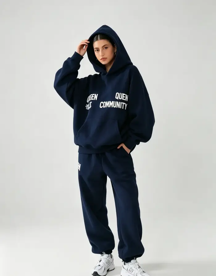 2025 printemps et automne marque à la mode imprimé ensemble à capuche avec sweat