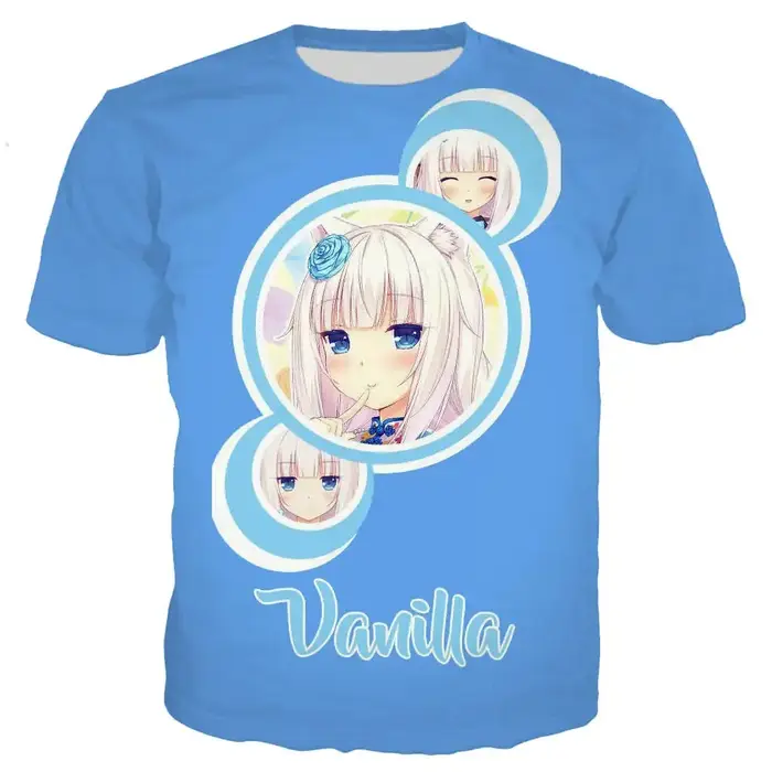 Nouveau Cool Tee Pour Hommes/femmes Nekopara Chocolat Vanille 3D Imprimé Mignon Anime À Manches Cour