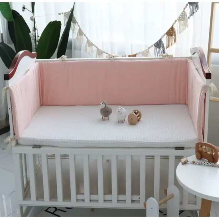 Ensemble de pare-chocs de berceau de bébé lavable en coton gaufré une pièce pour les nouveau-nés pou