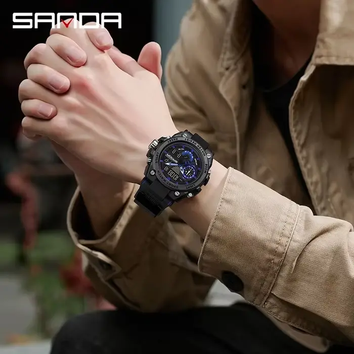 Sanda montre électronique multifonctionnelle pour hommes, mode numérique, étanche, Sports de plein a