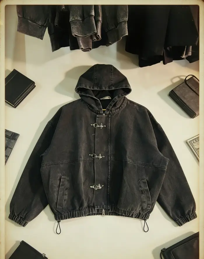 Sweat à capuche oversize Y2K style américain punk hip-hop avec boutons métalliques pour homme, tenda
