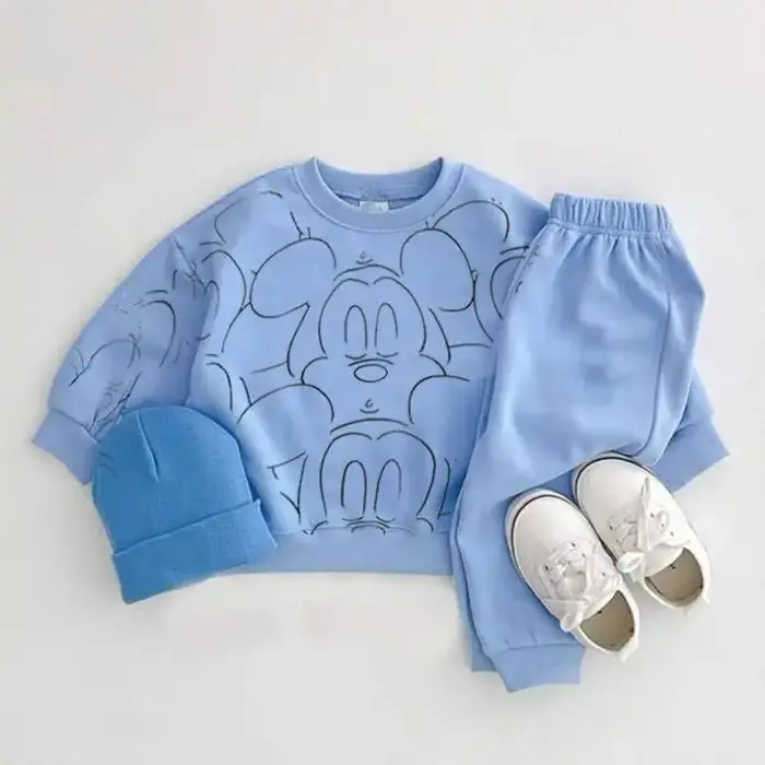 Survêtement décontracté dessin animé pour bébé - Ensemble t-shirt et pantalon résistant été