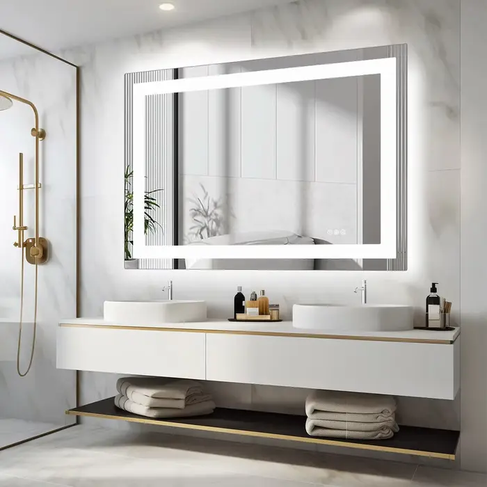 JHK 36 "x 24" miroir de vanité de salle de bain LED pour fonction de mémoire murale verre trempé ave