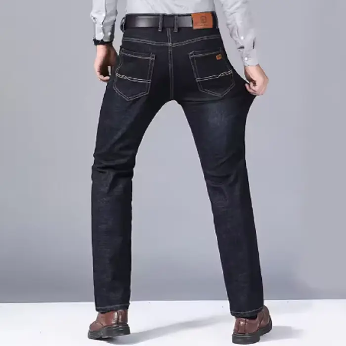 Wthinlee Nouveau Jean Homme Business Décontracté Coupe Droite Extensible Tendance Classique Bleu Noi