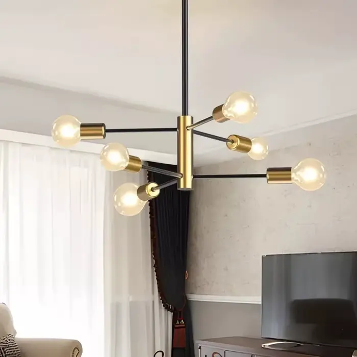 Lustre nordique moderne Sputnik noir lampe à LED 4/6/8 lumière éclairage domestique luminaires d'int