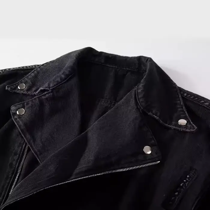 Veste en jean pour homme, col rabattu, fermeture éclair, manches longues, style vintage délavé, stre